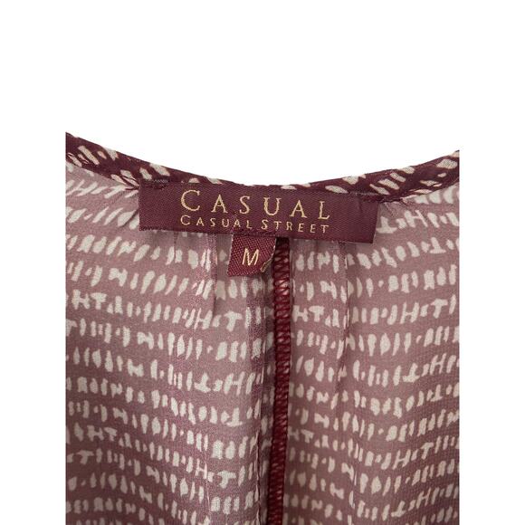 CASUAL CASUAL STREET MAROON PRINTED DRESS SIZE MEDIUM - Picture 2 of 9